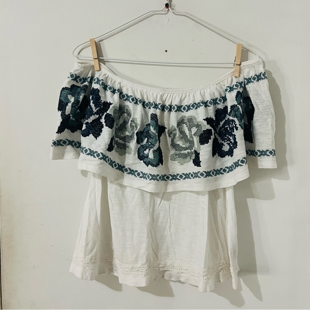 Floral Embroidered Off-Shoulder Top